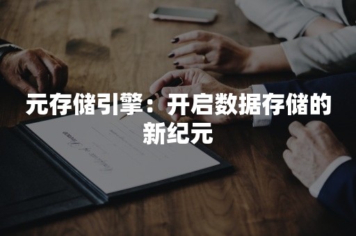 元存储引擎：开启数据存储的新纪元