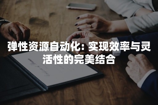 弹性资源自动化: 实现效率与灵活性的完美结合