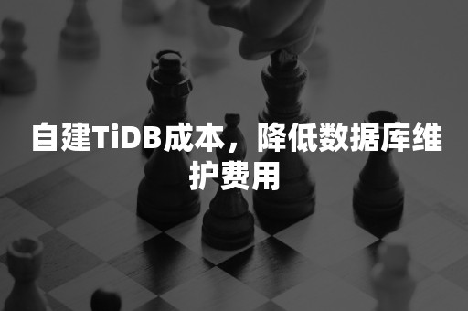 自建TiDB成本，降低数据库维护费用
