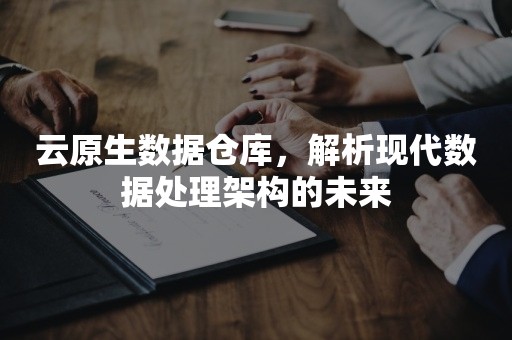 云原生数据仓库，解析现代数据处理架构的未来