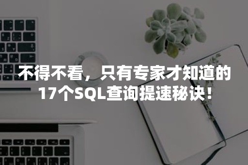 不得不看，只有专家才知道的17个SQL查询提速秘诀！