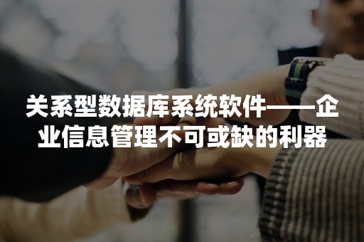 关系型数据库系统软件——企业信息管理不可或缺的利器