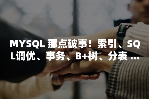 MYSQL 那点破事！索引、SQL调优、事务、B+树、分表 ....